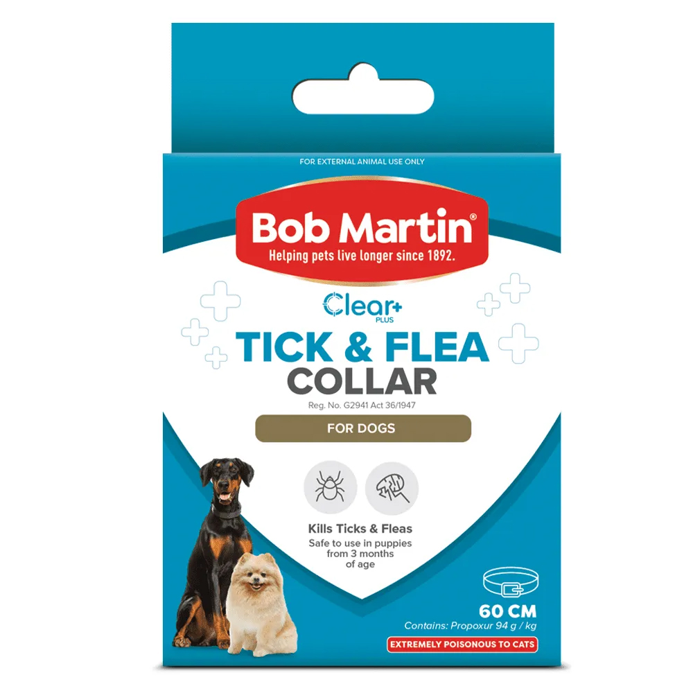 Collare antipulci e zecche Clear di Bob Martin per cani