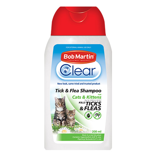 Shampoo Bob Martin Clear contro zecche e pulci per gatti