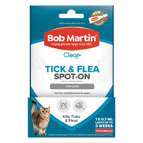 Bob Martin Clear Ticks & Fleas Spot On per gatti