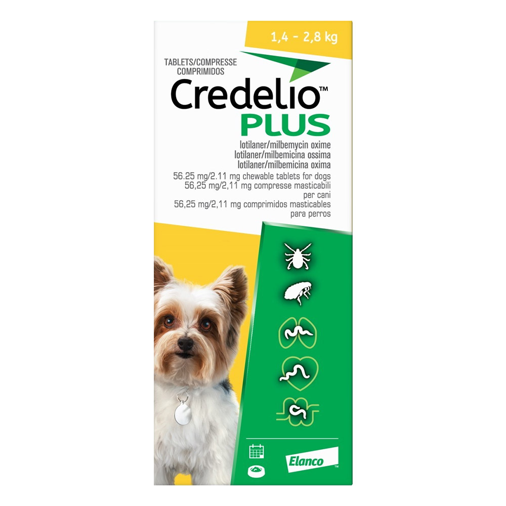 Credelio Plus For Extra Small Dog 1.4-2.8kg (3 to 6lbs) Yellow