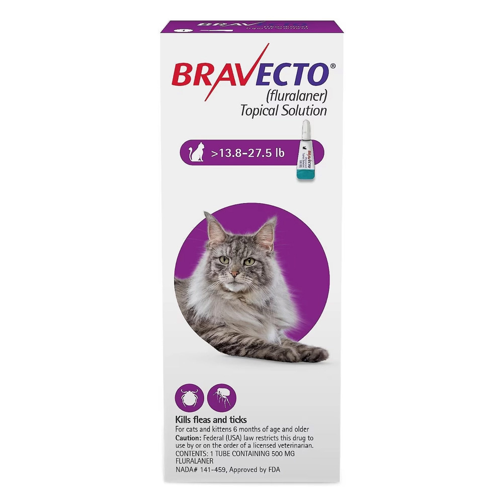 Bravecto Spot On for Large Cats 13.8 lbs - 27.5 lbs (Purple)