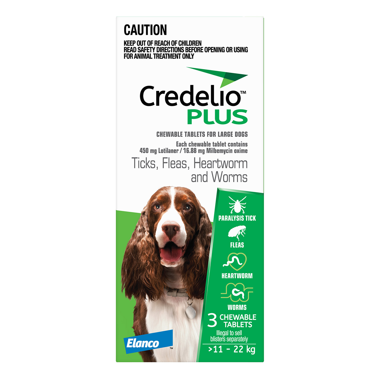 Credelio Plus For Large Dog 11-22kg (24 to 48lbs) Green