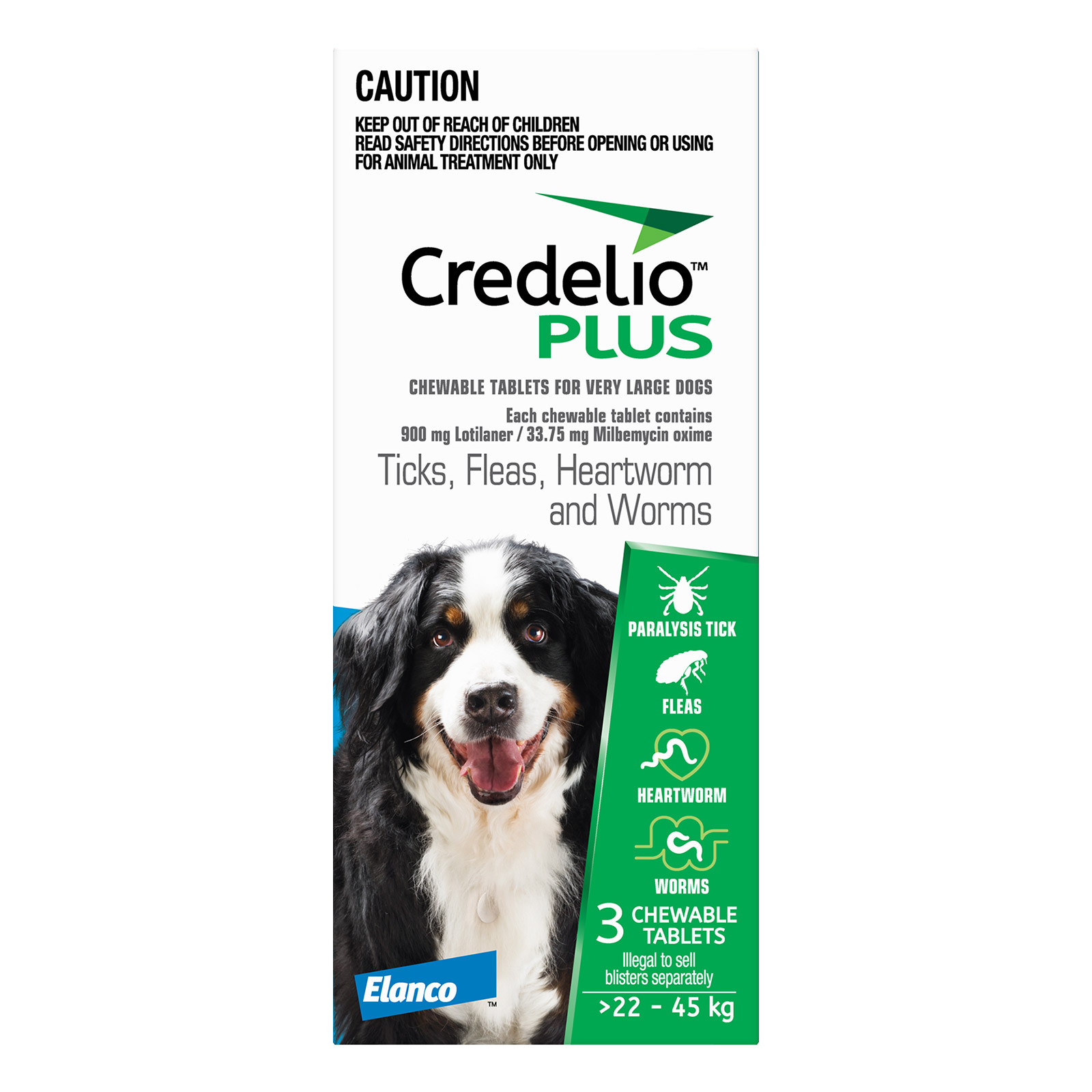 Credelio Plus For Extra Large Dog 22-45kg (48 to 100lbs) Blue