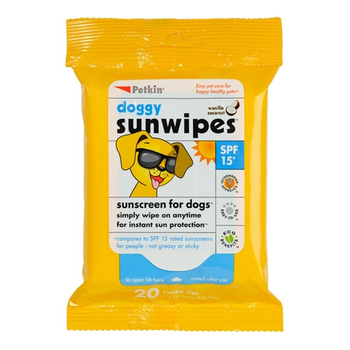 Petkin Doggy Sunwipes - Crema solare SPF 15 per cani e gatti